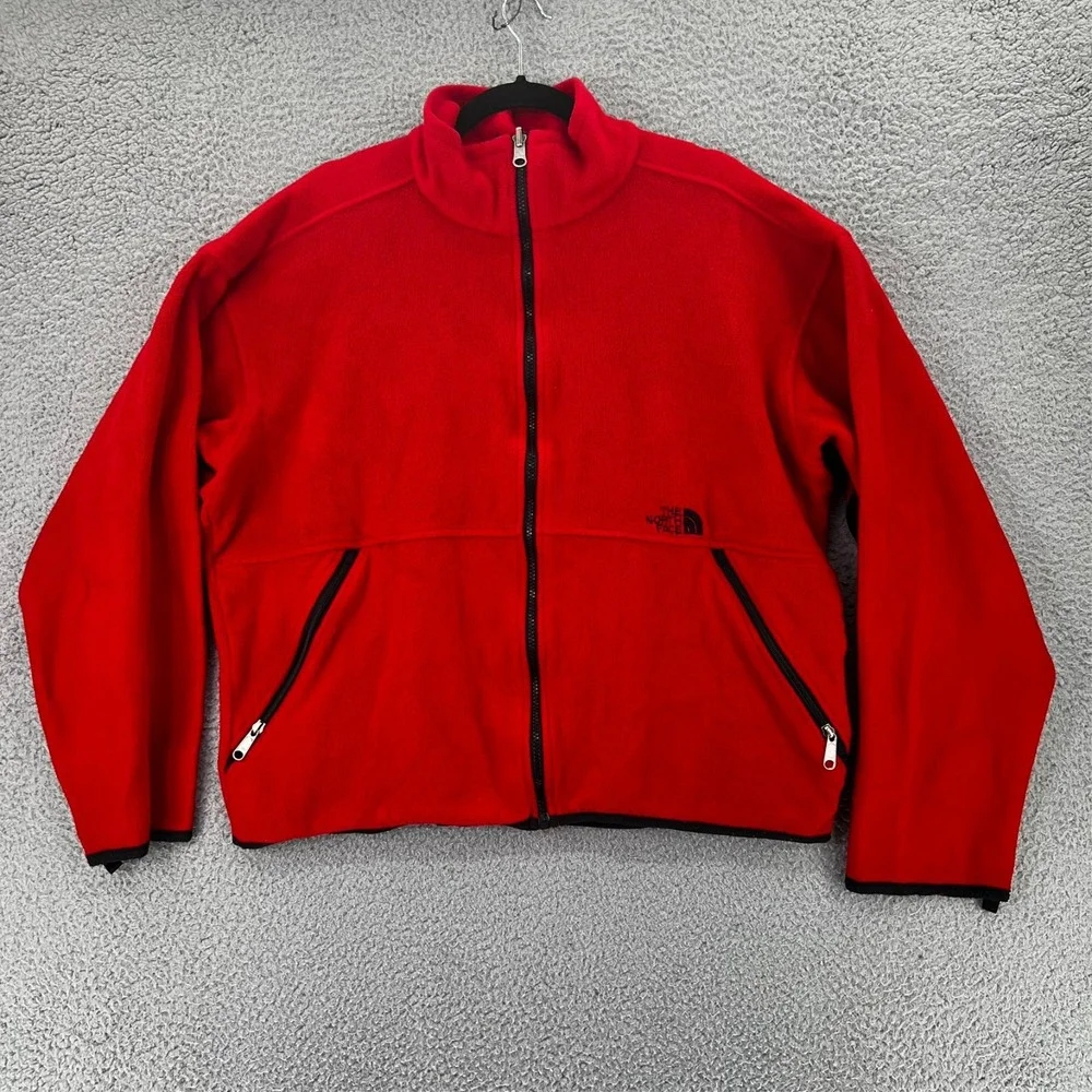 The North Face‎ Vintage Fleece Zipper Jacket Made in USA Red Size Large READ